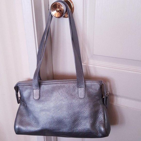 Pebble Metallic Italian Leather 2 Strap Purse Shoulder Bag - Picture 12 of 14